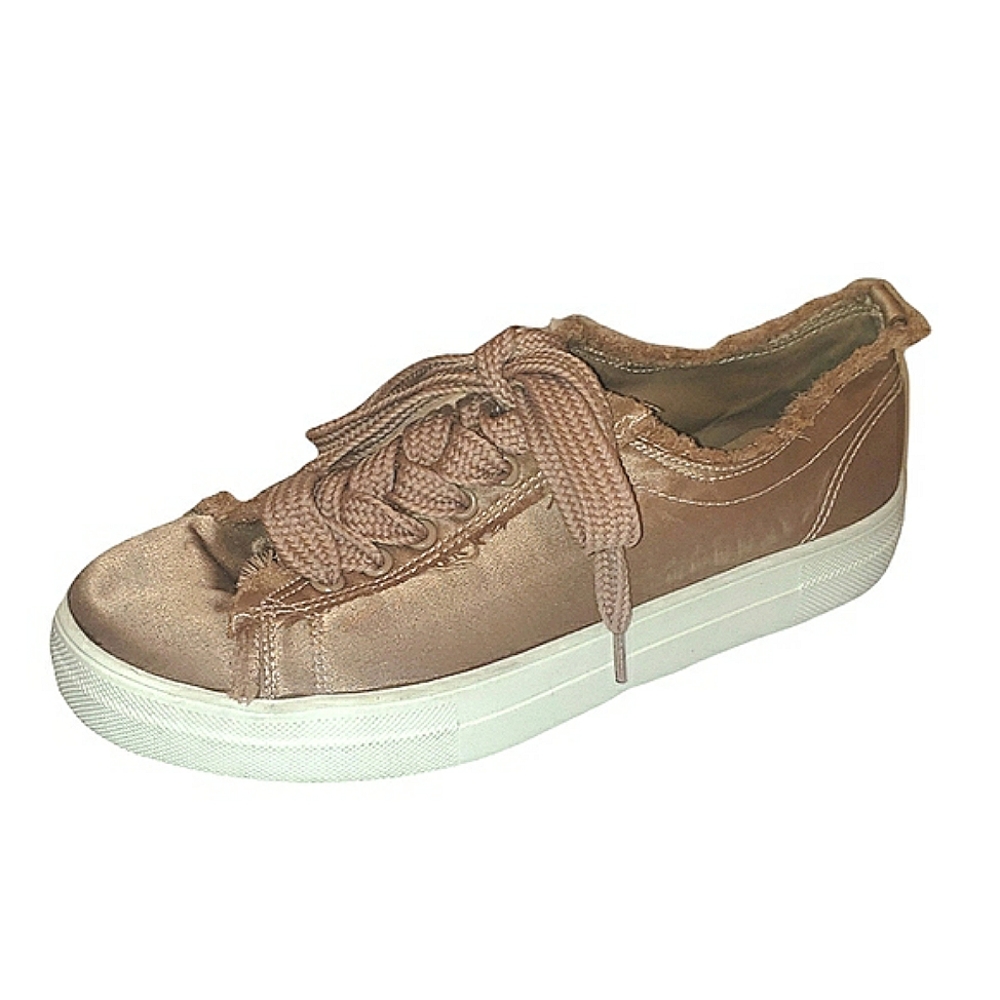 Rock & Candy Silky Frayed Edge Blush Pink Platform Sneakers 8